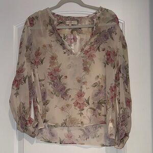 LoveShackFancy Floral Blouse - Cream and Pink